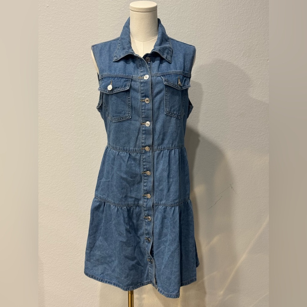 SHEIN Blue Sleeveless Buttoned Sundress